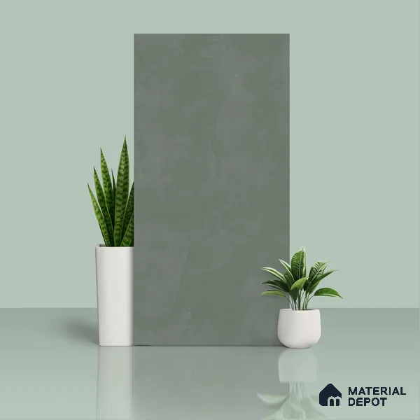Cement Wall & Floor Tile TL 06186 Lemmy Emerald 4 ft x 2 ft Vitrified Lustera Effect Feather Feel Matte Finish - 8.5 mm | 11 Random Design | Suitable for Living Room, Bedroom, Bathroom