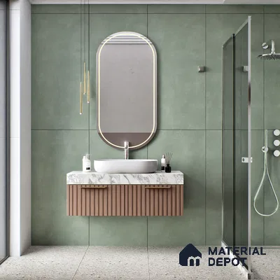 Cement Wall & Floor Tile TL 06186 Lemmy Emerald 4 ft x 2 ft Vitrified Lustera Effect Feather Feel Matte Finish - 8.5 mm | 11 Random Design | Suitable for Living Room, Bedroom, Bathroom