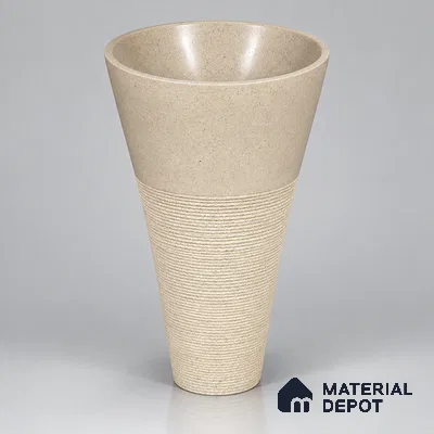 Avyra Basin BS 00201 Sandstone Cone  Circular Ceramic Matte Finish Pedestal Basin -  mm | Suitable For Bathroom, Vanity & Utility Areas