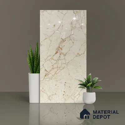 Marble Floor & Wall Tile TL 02213 Cerate Cream 4 ft x 2 ft Glossy Finish Vitrified Tile - 9 mm (Random 3)