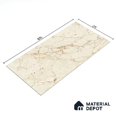 Marble Floor & Wall Tile TL 02213 Cerate Cream 4 ft x 2 ft Glossy Finish Vitrified Tile - 9 mm (Random 3)