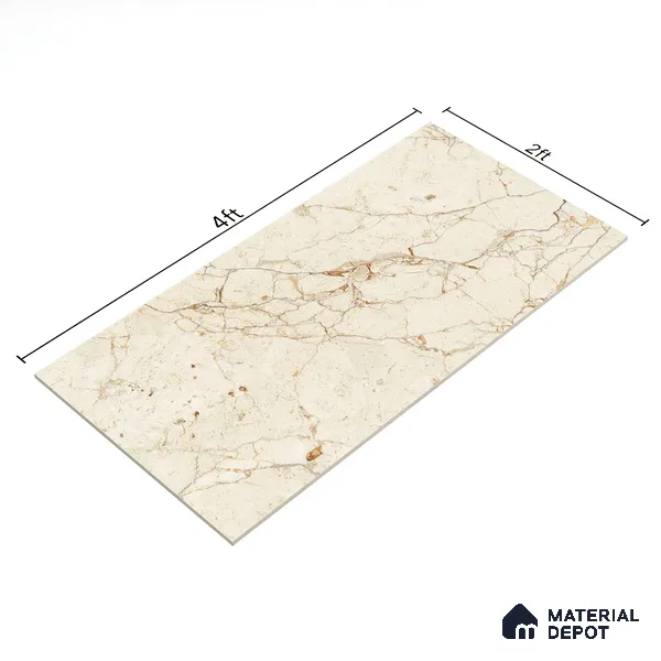 Marble Floor & Wall Tile TL 02213 Cerate Cream 4 ft x 2 ft Glossy Finish Vitrified Tile - 9 mm (Random 3)