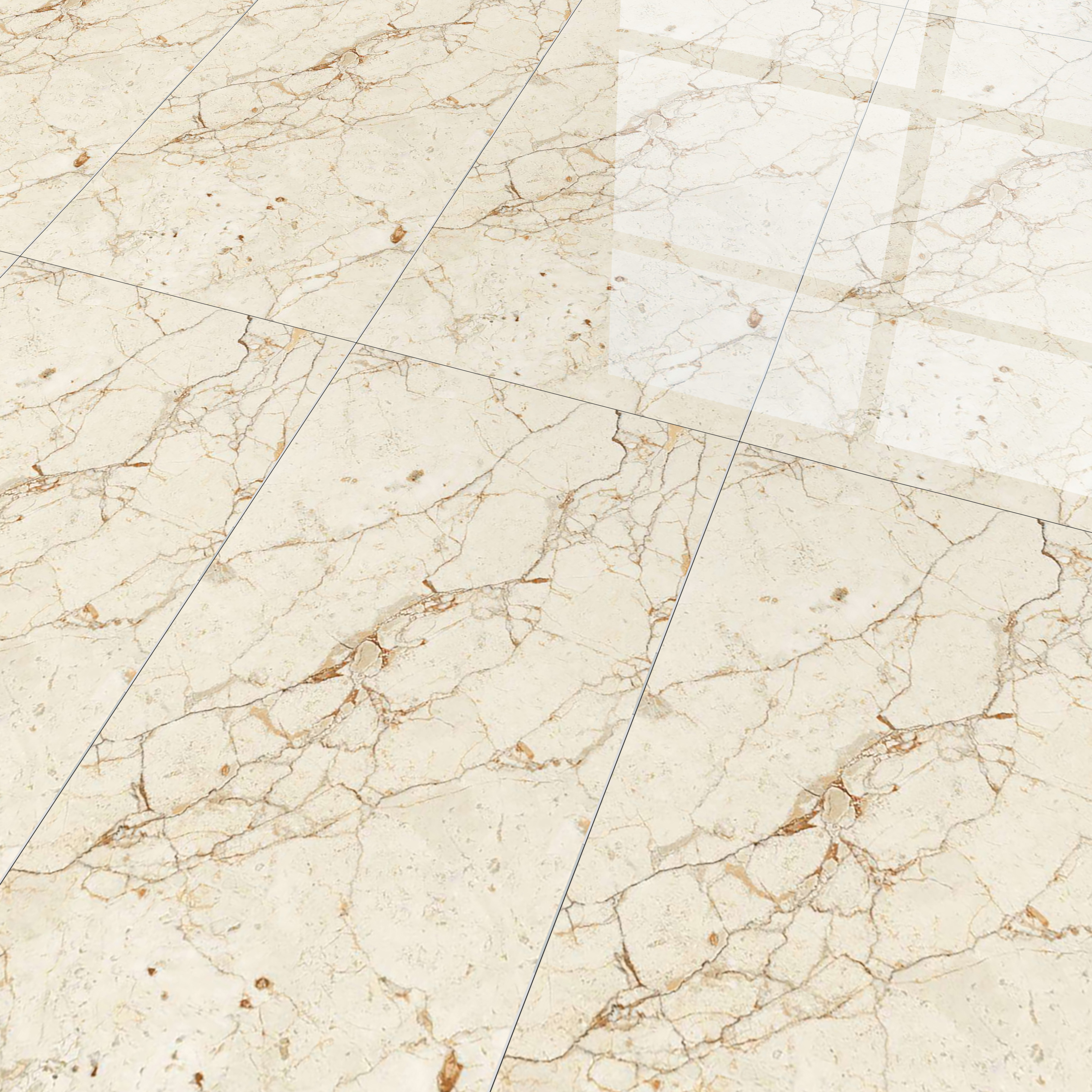 Marble Floor & Wall Tile TL 02213 Cerate Cream 4 ft x 2 ft Glossy Finish Vitrified Tile - 9 mm (Random 3)