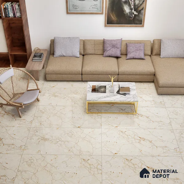 Marble Floor & Wall Tile TL 02213 Cerate Cream 4 ft x 2 ft Glossy Finish Vitrified Tile - 9 mm (Random 3)