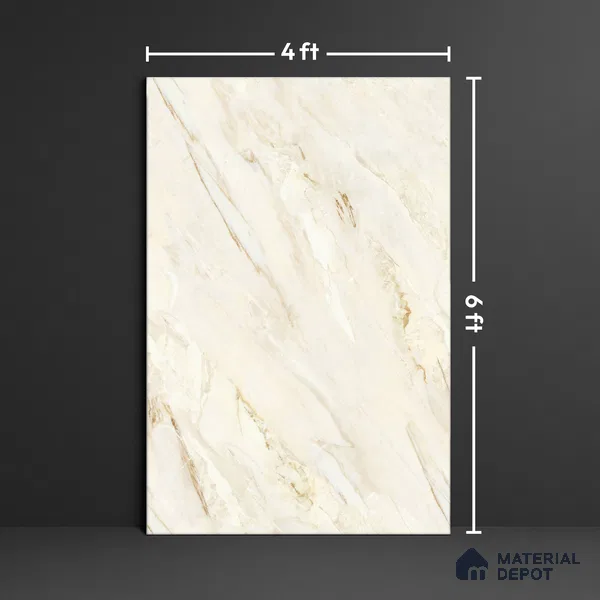 Marble Floor & Wall Tile TL 07169 C Magnetic 6 ft x 4 ft Glossy Finish Vitrified Tile - 9 mm | Suitable For living Room, Bedroom, Bathroom | Adhesive and Spacers Must be Used During Installation