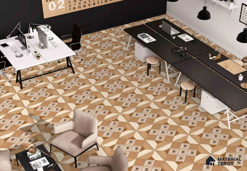 TL 00445 Champagne Brown 2 ft x 2 ft Matte Finish Digital Porcelain Floor & Wall Tile - 9.5 mm | Please Expect a Slight Variation of Pattern