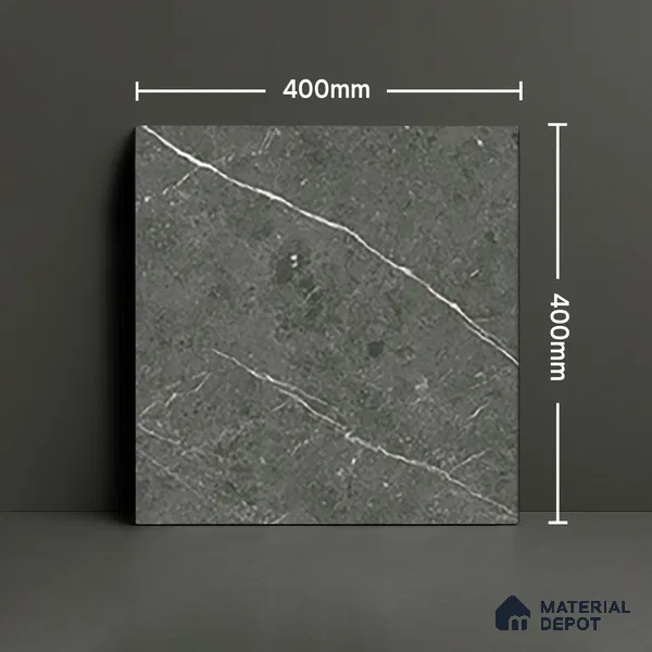Parking Floor Tile TL 07574 Charcoal Velvet | 16 x 16 inch | Anti Slip Matte Finish Heavy Duty Vitrified Tile - 12 mm | Suitable For High Traffic Areas, Terrace, Balcony | Pattern Alignment May Vary | 2-3 mm Spacer is Mandatory