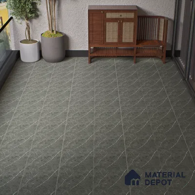 Parking Floor Tile TL 07574 Charcoal Velvet | 16 x 16 inch | Anti Slip Matte Finish Heavy Duty Vitrified Tile - 12 mm | Suitable For High Traffic Areas, Terrace, Balcony | Pattern Alignment May Vary | 2-3 mm Spacer is Mandatory