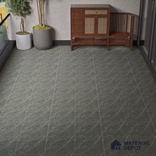 Parking Floor Tile TL 07574 Charcoal Velvet | 16 x 16 inch | Anti Slip Matte Finish Heavy Duty Vitrified Tile - 12 mm | Suitable For High Traffic Areas, Terrace, Balcony | Pattern Alignment May Vary | 2-3 mm Spacer is Mandatory