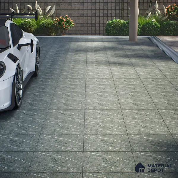 Parking Floor Tile TL 07574 Charcoal Velvet | 16 x 16 inch | Anti Slip Matte Finish Heavy Duty Vitrified Tile - 12 mm | Suitable For High Traffic Areas, Terrace, Balcony | Pattern Alignment May Vary | 2-3 mm Spacer is Mandatory