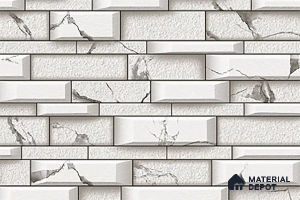 TL 05784 Charcoal White 450x300 mm Glossy Finish Ceramic Wall Tile - 7 mm (Random Design)