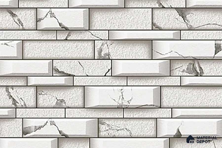 TL 05784 Charcoal White 450x300 mm Glossy Finish Ceramic Wall Tile - 7 mm (Random Design)