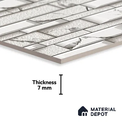 TL 05784 Charcoal White 450x300 mm Glossy Finish Ceramic Wall Tile - 7 mm (Random Design)