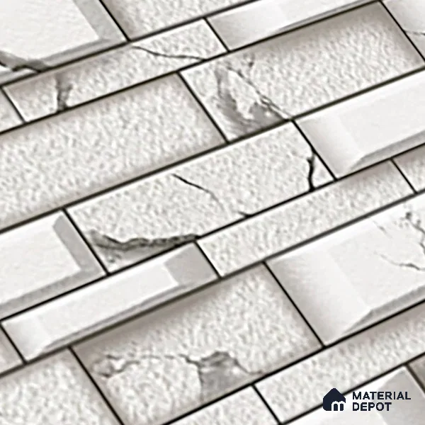 TL 05784 Charcoal White 450x300 mm Glossy Finish Ceramic Wall Tile - 7 mm (Random Design)