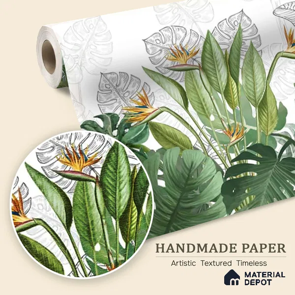 Charm, Nature Theme Based Tropical Wallpaper, Customised Indrani Series Handmade Tropical Design (Customised Size Wallpaper )