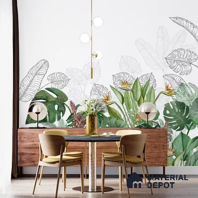 Charm, Nature Theme Based Tropical Wallpaper, Customised Indrani Series Handmade Tropical Design (Customised Size Wallpaper )