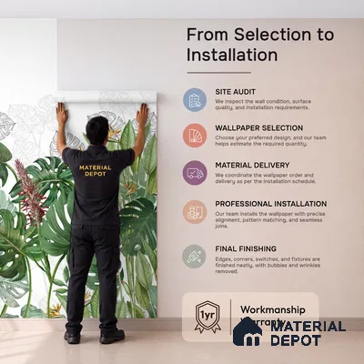 Charm, Nature Theme Based Tropical Wallpaper, Customised Indrani Series Handmade Tropical Design (Customised Size Wallpaper )