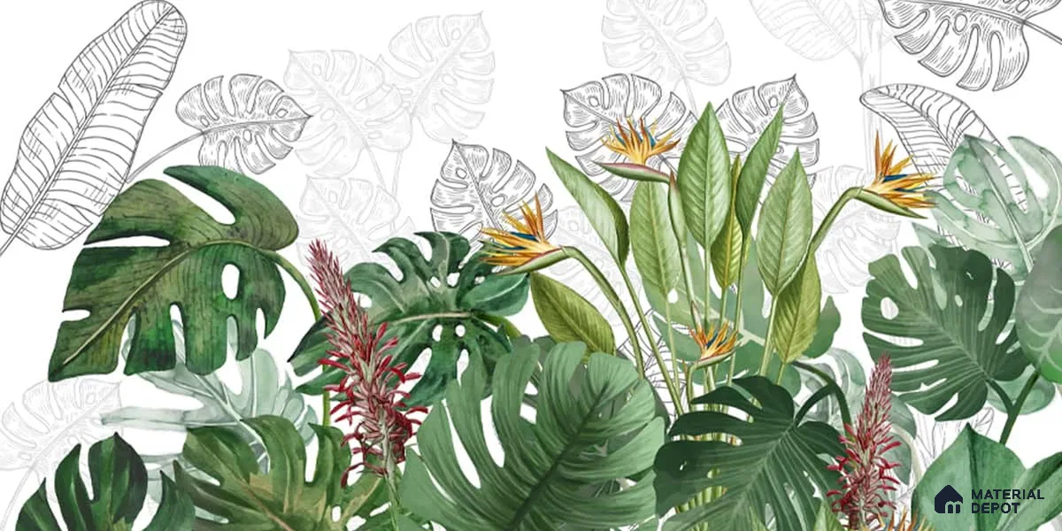 701511 - Charm, Nature Theme Based Tropical Wallpaper, Customised Indrani Series Soft Feel Tropical Design (Customised Size Wallpaper )