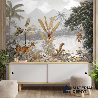 H902912 Cheer, Jungle Theme Wallpaper, Sepia Tone Sukoon Series Canvas Nature Design (Customised Size Wallpaper)