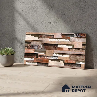 TL 05887 Chestnut Cocoa 600x300 mm Sugar Finish Random Design Vitrified Elevation Wall Tile - 8 mm