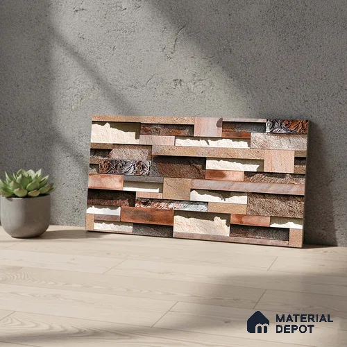 TL 05887 Chestnut Cocoa 600x300 mm Sugar Finish Random Design Vitrified Elevation Wall Tile - 8 mm