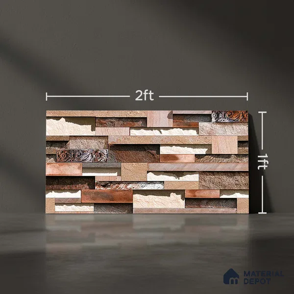 TL 05887 Chestnut Cocoa 600x300 mm Sugar Finish Random Design Vitrified Elevation Wall Tile - 8 mm