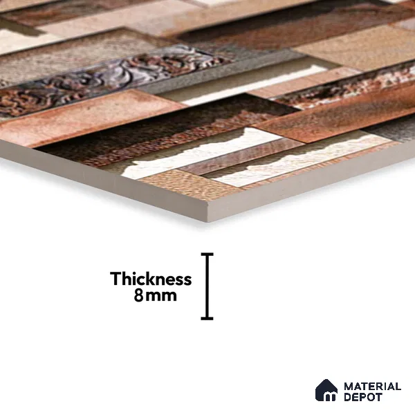 TL 05887 Chestnut Cocoa 600x300 mm Sugar Finish Random Design Vitrified Elevation Wall Tile - 8 mm