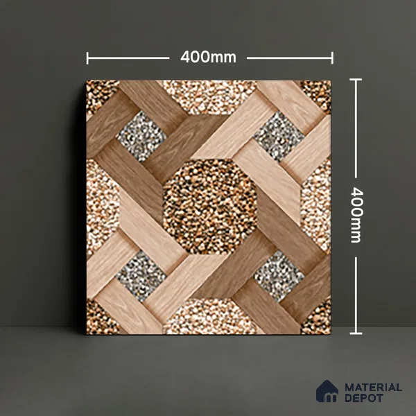 Parking Floor Tile TL 07552 Chestnut Drift | 16 x 16 inch | Anti Skid Matte Finish Heavy Duty Vitrified Tile - 12 mm | Suitable For Outdoor, Terrace, Balcony | Pattern Alignment May Vary | 2-3 mm Spacer is Mandatory