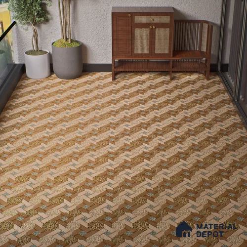 Parking Floor Tile TL 07552 Chestnut Drift | 16 x 16 inch | Anti Skid Matte Finish Heavy Duty Vitrified Tile - 12 mm | Suitable For Outdoor, Terrace, Balcony | Pattern Alignment May Vary | 2-3 mm Spacer is Mandatory