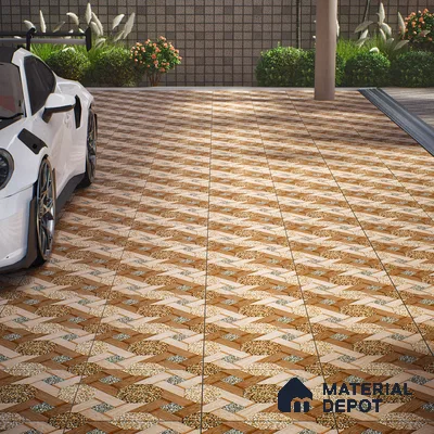 Parking Floor Tile TL 07552 Chestnut Drift | 16 x 16 inch | Anti Skid Matte Finish Heavy Duty Vitrified Tile - 12 mm | Suitable For Outdoor, Terrace, Balcony | Pattern Alignment May Vary | 2-3 mm Spacer is Mandatory