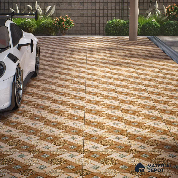 Parking Floor Tile TL 07552 Chestnut Drift | 16 x 16 inch | Anti Skid Matte Finish Heavy Duty Vitrified Tile - 12 mm | Suitable For Outdoor, Terrace, Balcony | Pattern Alignment May Vary | 2-3 mm Spacer is Mandatory