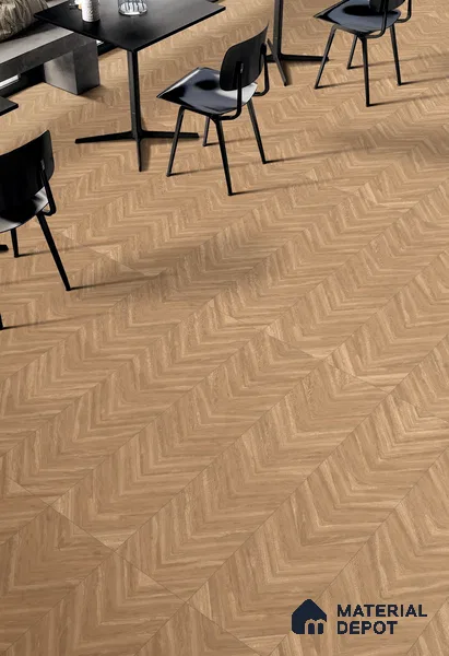 TL 01208 A Chevron Beige 1200x300 mm GVT Carving Matte Finish Abstract Look Tile | 2-3 mm Spacer is Mandatory