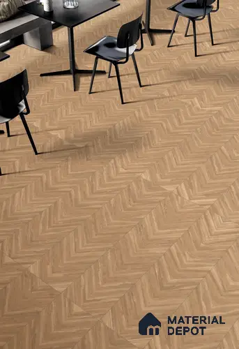 TL 01208 A Chevron Beige 1200x300 mm GVT Carving Matte Finish Abstract Look Tile | 2-3 mm Spacer is Mandatory