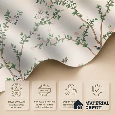 Chinoiserie Birds and Branches Customized Floral Wallpaper - Canvas