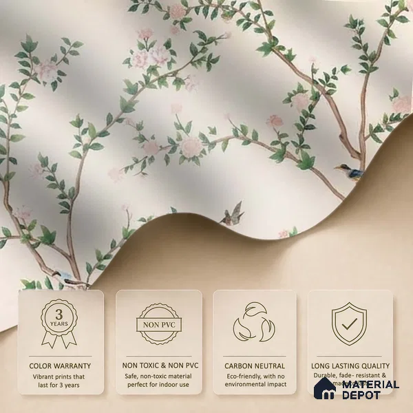 Chinoiserie Birds and Branches Customized Floral Wallpaper - Canvas