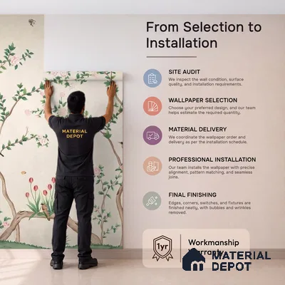 Chinoiserie Birds and Branches Customized Floral Wallpaper - Soft Feel