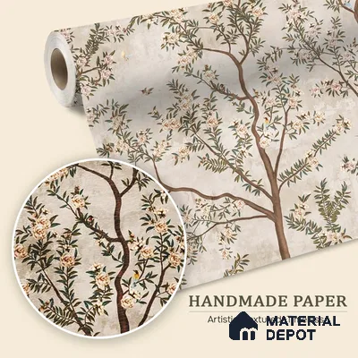Chinoiserie Pattern Wallpaper for Walls, Customised Indrani Series Handmade Tropical Design (Customised Size Wallpaper )