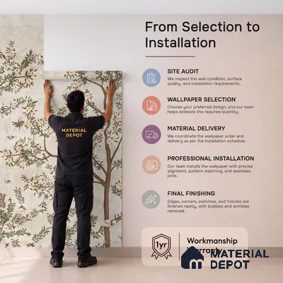 700111 - Chinoiserie Pattern Wallpaper for Walls, Customised Indrani Series Soft Feel Tropical Design (Customised Size Wallpaper )