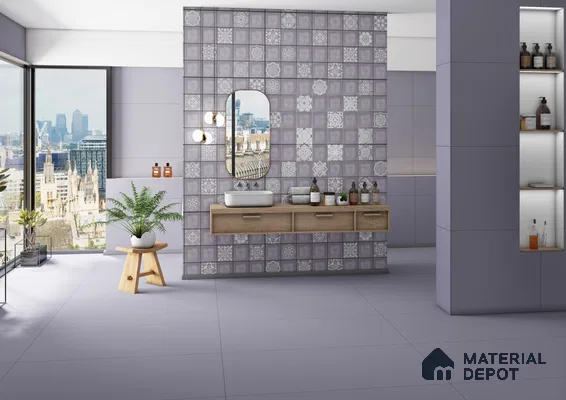 Modern Bathroom with Subtle Moroccan Tile Accent Wall | Material Depot