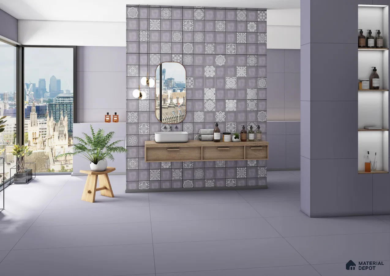 Modern Bathroom with Subtle Moroccan Tile Accent Wall | Material Depot