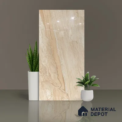 Marble Floor & Wall Tile TL 02205 Chrism Cream 4 ft x 2 ft Glossy Finish Vitrified Tile - 9 mm (Random 5)