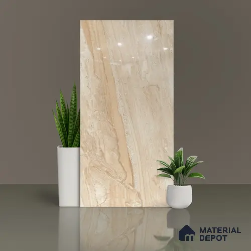 Marble Floor & Wall Tile TL 02205 Chrism Cream 4 ft x 2 ft Glossy Finish Vitrified Tile - 9 mm (Random 5)