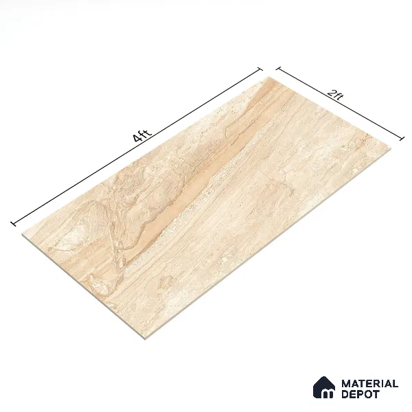 Marble Floor & Wall Tile TL 02205 Chrism Cream 4 ft x 2 ft Glossy Finish Vitrified Tile - 9 mm (Random 5)