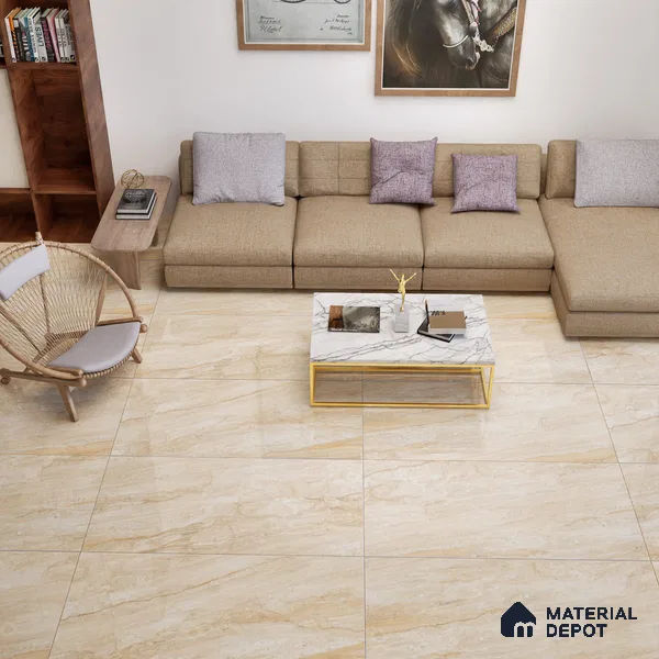 Marble Floor & Wall Tile TL 02205 Chrism Cream 4 ft x 2 ft Glossy Finish Vitrified Tile - 9 mm (Random 5)