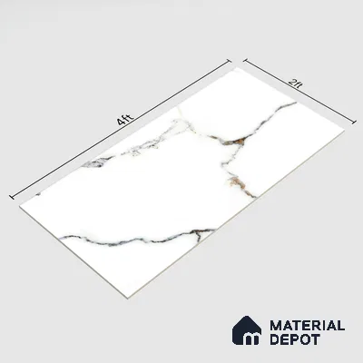 Marble Floor & Wall Tile TL 02210 Chrome White 4 ft x 2 ft Glossy Finish Vitrified Tile - 9 mm (Random 5 )
