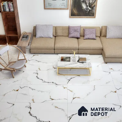 Marble Floor & Wall Tile TL 02210 Chrome White 4 ft x 2 ft Glossy Finish Vitrified Tile - 9 mm (Random 5 )