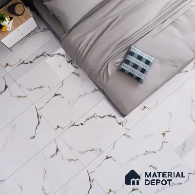 Marble Floor & Wall Tile TL 02210 Chrome White 4 ft x 2 ft Glossy Finish Vitrified Tile - 9 mm (Random 5 )
