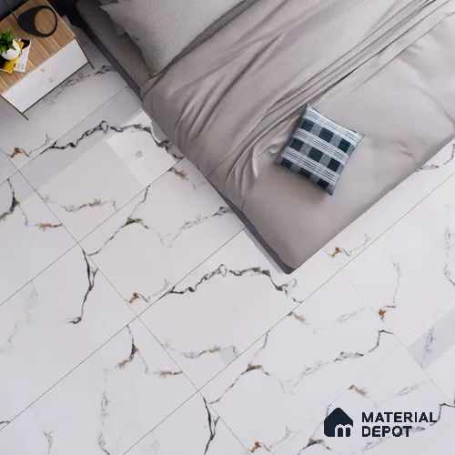 Marble Floor & Wall Tile TL 02210 Chrome White 4 ft x 2 ft Glossy Finish Vitrified Tile - 9 mm (Random 5 )