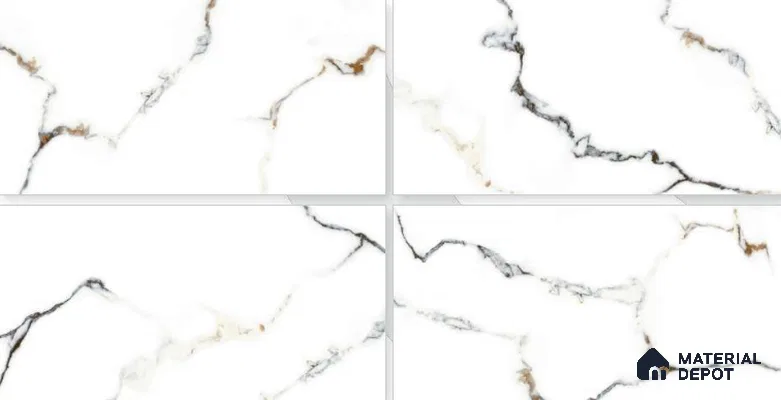 Marble Floor & Wall Tile TL 02210 Chrome White 4 ft x 2 ft Glossy Finish Vitrified Tile - 9 mm (Random 5 )