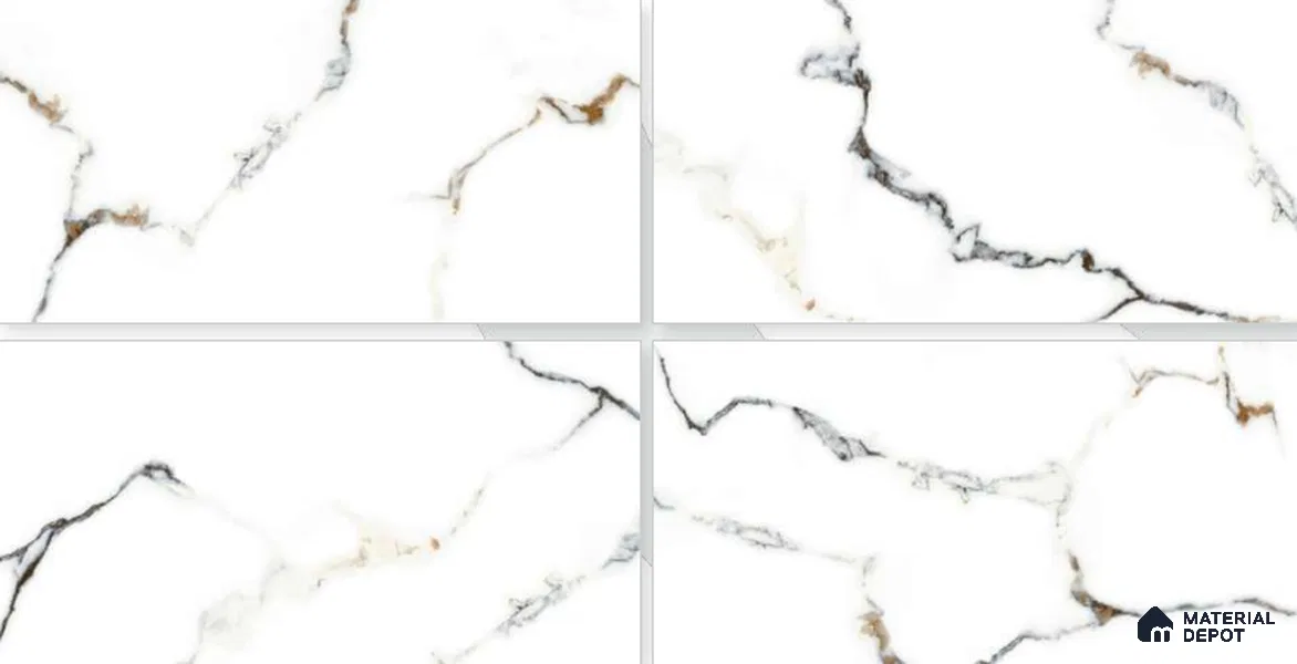 Marble Floor & Wall Tile TL 02210 Chrome White 4 ft x 2 ft Glossy Finish Vitrified Tile - 9 mm (Random 5 )